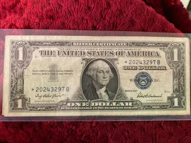Set Of Two 1957 STAR NOTE One Dollar Blue Seal Note Silver Certificate Rare Bill