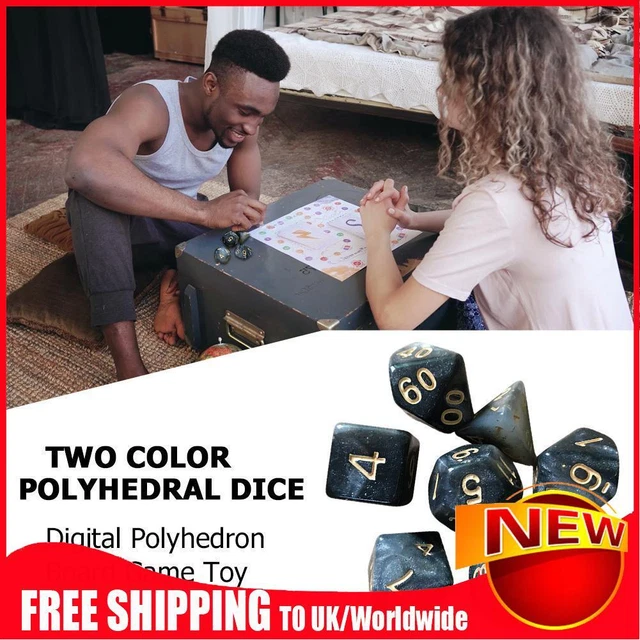 7 PZ/SET DADI dicromatici dadi cielo stellato poliedro digitale (nero