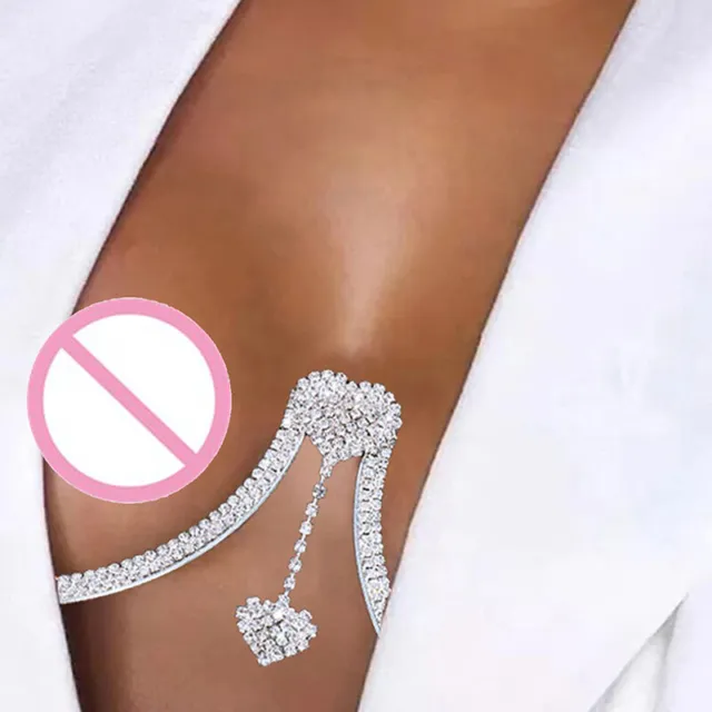 Sexy Heart Pendant Rhinestone Chest Bracket Body Chain Jewelry Breast Suppor NIN
