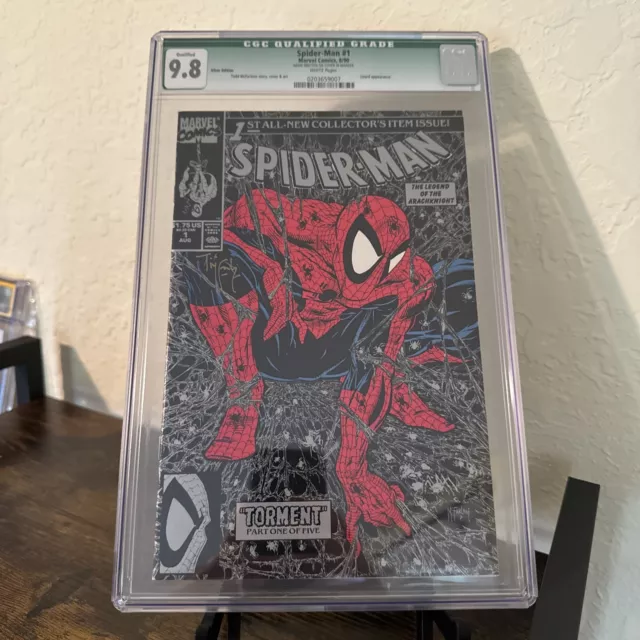 Spider-Man #1 CGC 9.8 White Pages signed by McFarlane spider's Web stamp W/ COA!