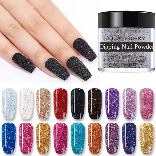 Women Manicure Dipping Nail Powder Natural Dry Mirror Effect Nail Glitter Dust #