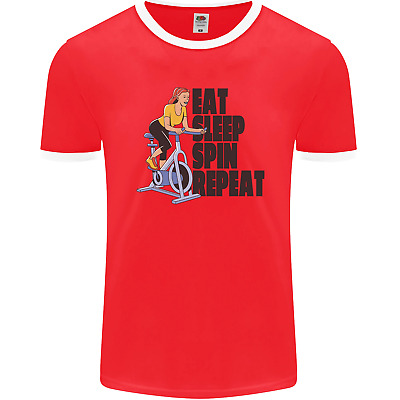 Spinning Eat Sleep Spin Repeat Cycling Mens Ringer T-Shirt FotL
