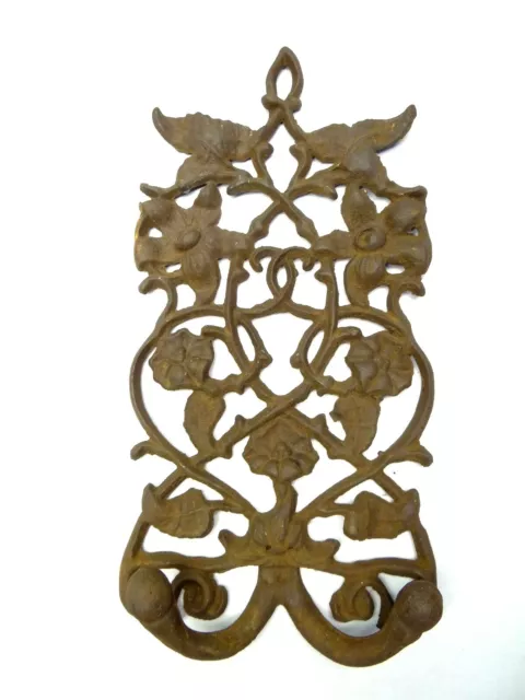 Rustic Iron Metal Decorative Floral Architectural Towel Coat Hanger Dual Hook
