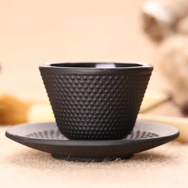 Heavy Duty Cast Iron Teacup Japanese Style New Eco-Friendly Drinkware Saucer Set