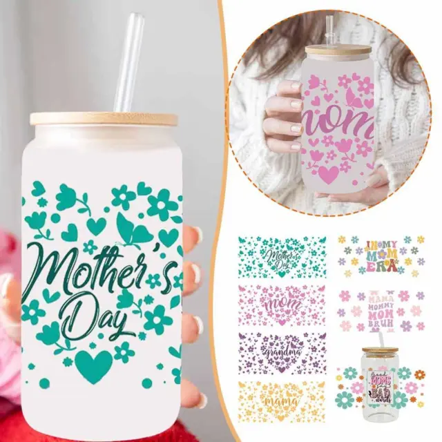 Mother's Day UV DTF Cup Wrap 16 OZ Cup UV DTF Transfer Stickers for DIY Glass;