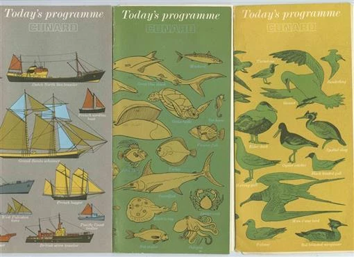 3 Cunard Line Queen Elizabeth II Today's Programme Brochures June 1970