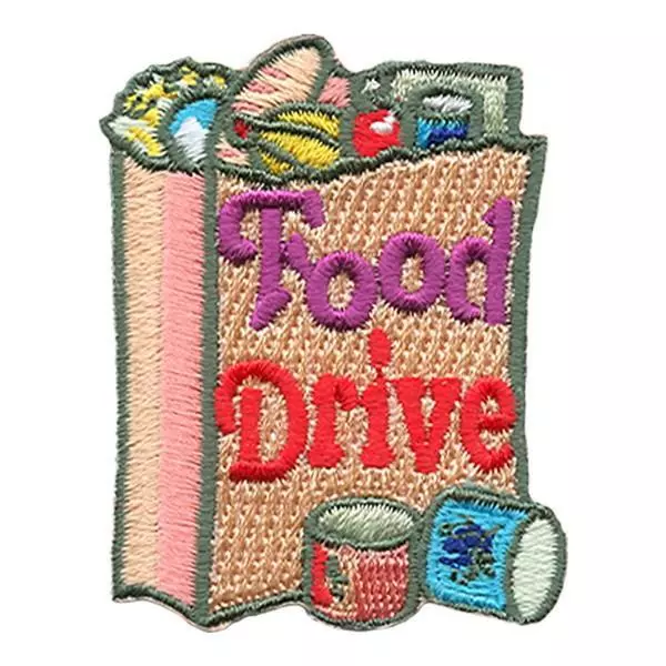 Girl Boy Cub FOOD DRIVE Bag Donation Collection Fun Patches Badges SCOUT GUIDE