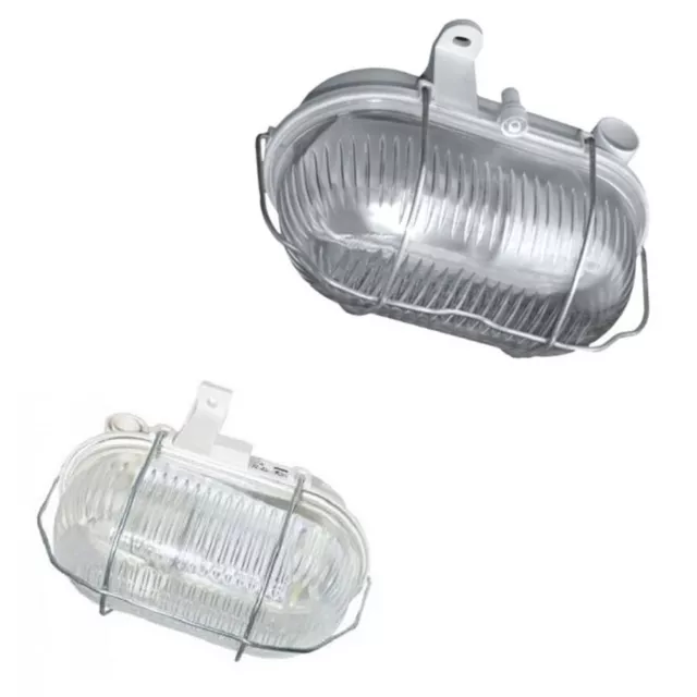 Kellerleuchte Kellerlampe Ovalleuchte Schiffsarmatur E27  IP44 Grau Weiß VDE