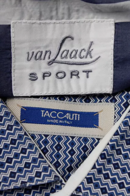 Taccaliti Van Laack Sport Mens Blue Printed Dress Shirt Size 17.5 XXL Lot 2 3