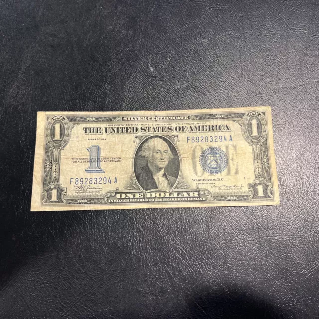 1934 One Dollar Bill • Silver Certificate Note • Funny Back • F89283294A
