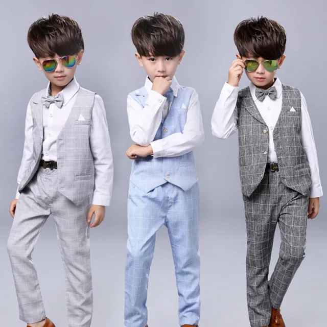 Boys Suits 3Pcs Formal Toddler Baby Kid Waistcoat  Suit Wedding Party Outfits