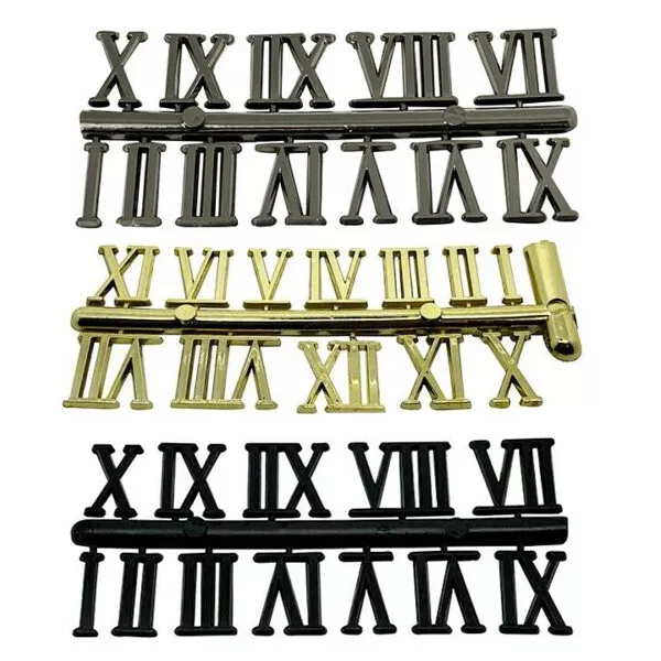New Self Adhesive Black Silver Gold Plastic Clock Roman Numerals Numbers Various