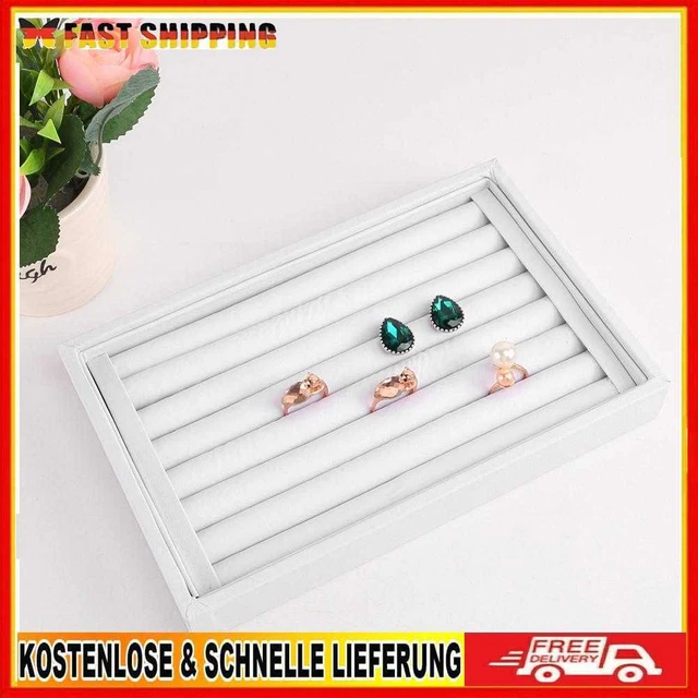 Velvet Earrings Ear Studs Display Stand Holder Organizer Rack (White)