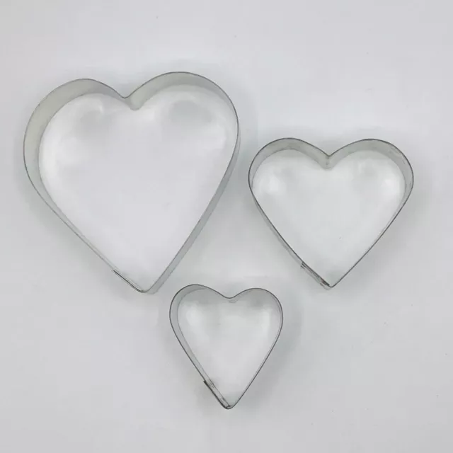 Juego de 3 piezas cortadores de galletas de corazón metal para decoración de azúcar día de San Valentín masa de galletas