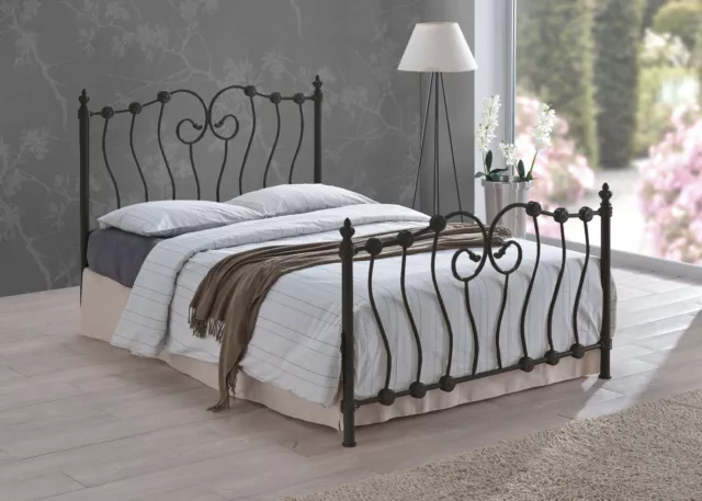 Inova Metal Bed Frame - Black Victorian Gothic Design - Single Double King Size