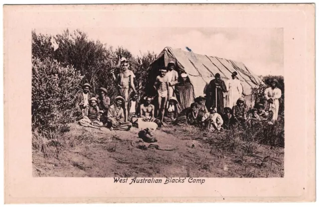 ABORIGINAL CAMP Western Australia early 1900s postcard by FALK & CO