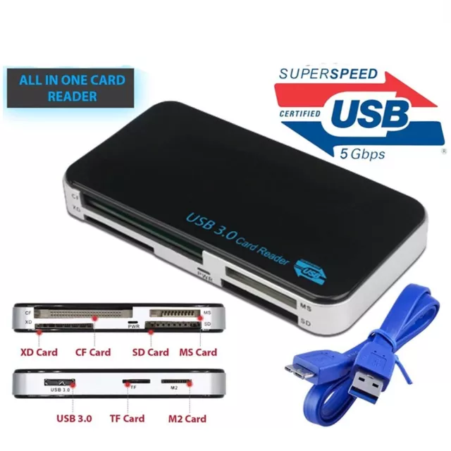 6 in 1 USB 3.0 Multi SD Card Reader Compact 5Gbps for Windows/Mac/Linux/Android