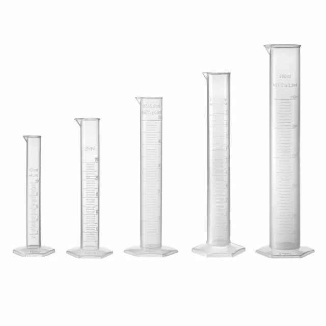 Cylindre gradué plastique blanc transparent 10ml 25ml 50ml 100ml 250ml