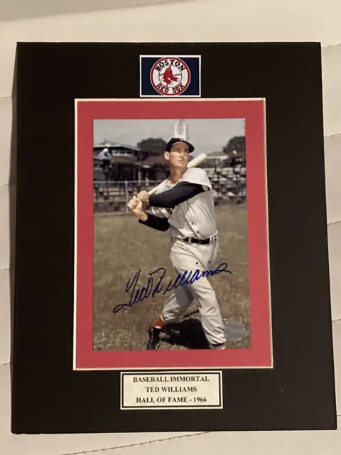 Ted Williams signed 5x7 Photo In a 8x10 Matt, with COA. HOF