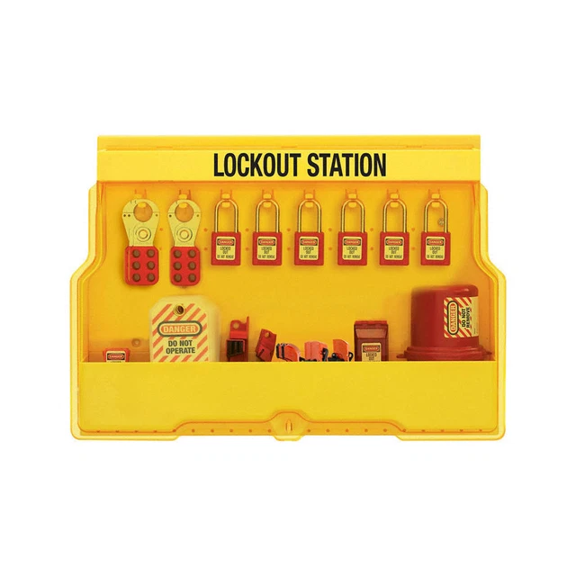 MASTER LOCK S1850E410PRE Station w/Electrical Lockouts,Plastic