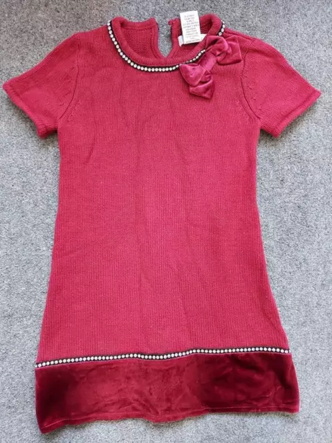 Designer Girls Miss Mona Mouse, Short Sleeve, Red Knitted Dress   5-6 Yrs