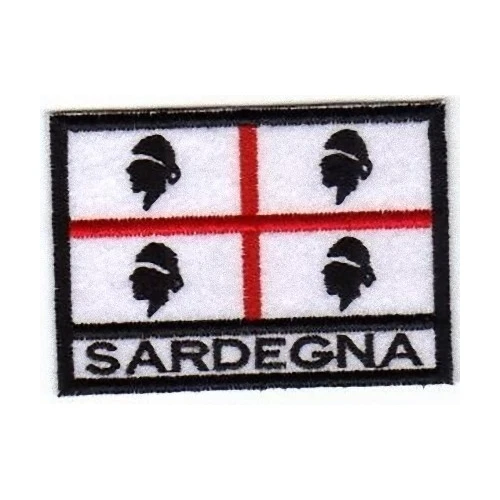 Toppa Ricamata Regione Sardegna 4 Mori - Dimensioni 5,5x9 Cm, Nero, Ricamo Alta Qualità, Da Cucire O Termoadesiva