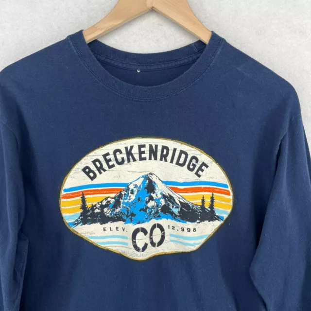 BRECKENRIDGE COLORADO Shirt Mens M SKI RESORT ROCKY MOUNTAIN CO. Jersey Blue 2