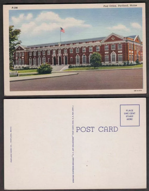 Old Maine Postcard - Portland - Post Office