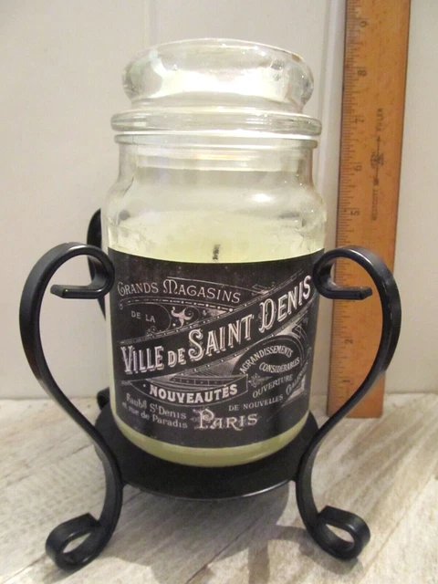 Yankee Candle Black Wrought Iron Large Jar Tabletop Candle Holder Scroll