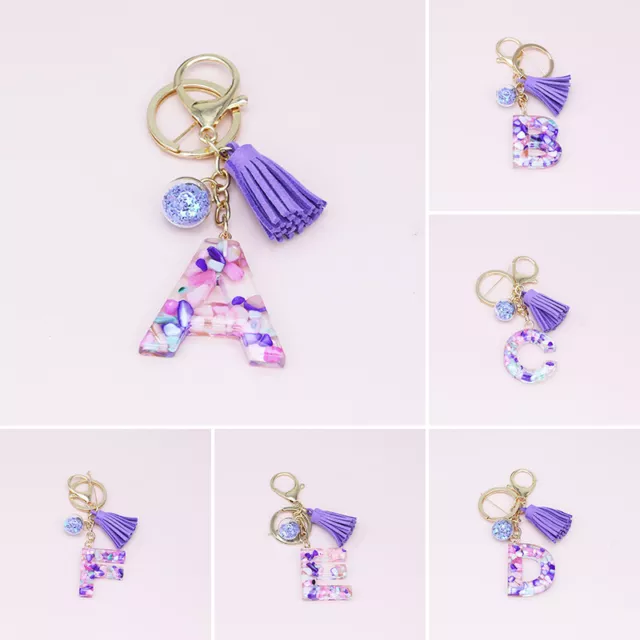 Letter Alphabet Keychain Women Car Bag Tassel Pendant Charm Key Chain Ring Gift