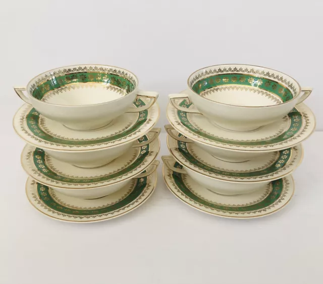 Crown Ducal Soup Bowl And Saucers. S/6