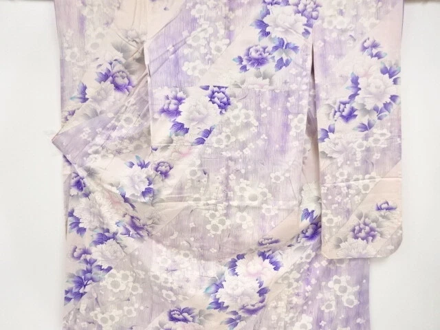98089# Japanese Kimono / Furisode / Embroidery / Peony