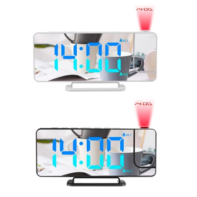 LED PROJECTION ALARM Clock Large Display 12/24H Format Adjustable ...