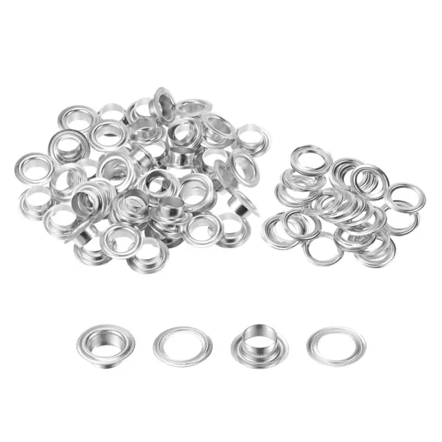 50Set 5.5mm Hole Copper Grommets Eyelets Silver Tone for Fabric Leather