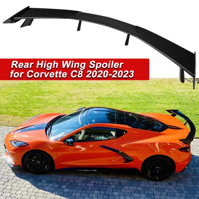 Carbon Flash Painted ABS Rear High Wing Spoiler For 2020-2023 Corvette C8