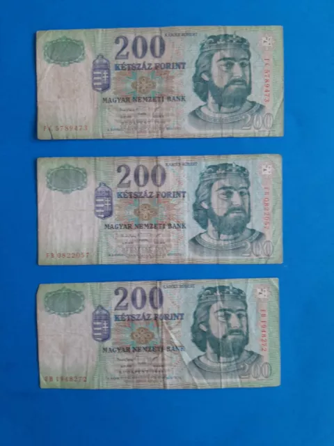 3 x 200 Forint Ungarn / Geldschein Banknote von 1998 ''