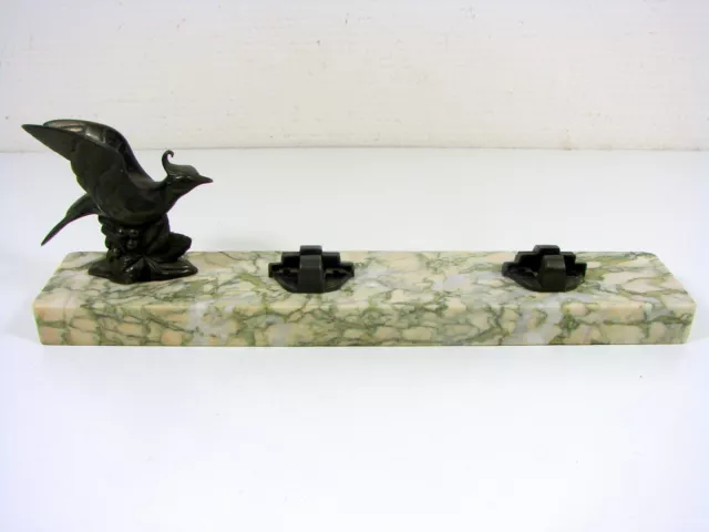 Rare French 1930's Art Deco Marble and Spelter Bird Picture Frame