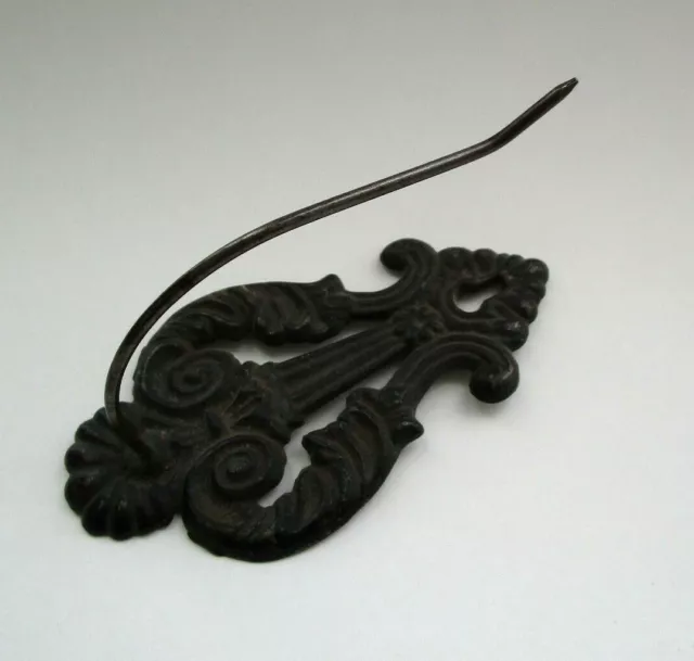Antique Paper Hook Wall Mount Art Nouveau Cast Iron Bill Receipt Letter Spike