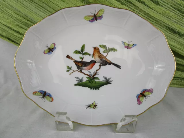 Unused HEREND HUNGARY ROTHSCHILD BIRD SMALL OVAL SERVING PLATE Relish Perfect!