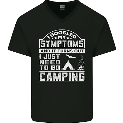Symptoms I Just Need to Go Camping Funny Mens V-Neck Cotton T-Shirt