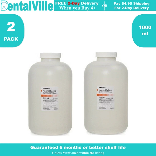 2 BOTTLES 1000ML Sterile Irrigation Solution USP Normal Saline Sodium