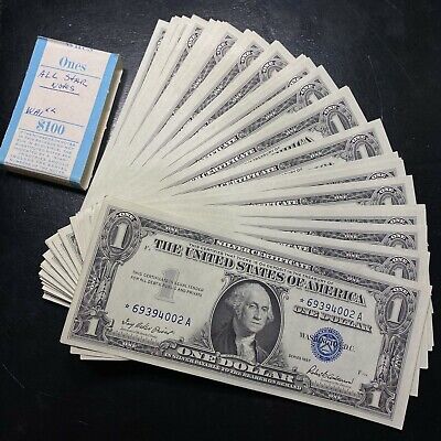 ✯1957 $1 Silver Certificate Star Notes UNC ✯CU Consecutive From Pack Estate Lot✯