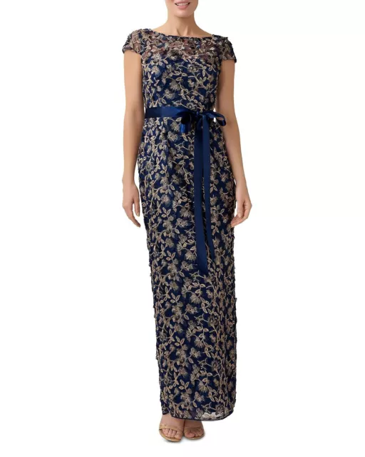 ADRIANNA PAPELL WOMEN'S Floral Embroidered Column Dress Blue 6 B4HP ...