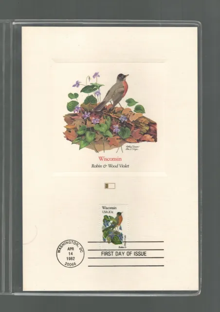 1982 Arthur Singer Proofcards Robin Bird Wisconsin 9in x 6in