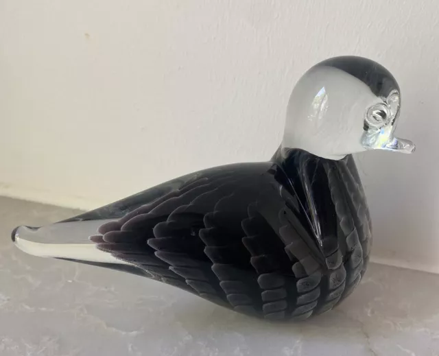 FM Ronneby Konstglas Sweden Signed Art Glass Bird Sculpture Figurine 6” X 4.5”