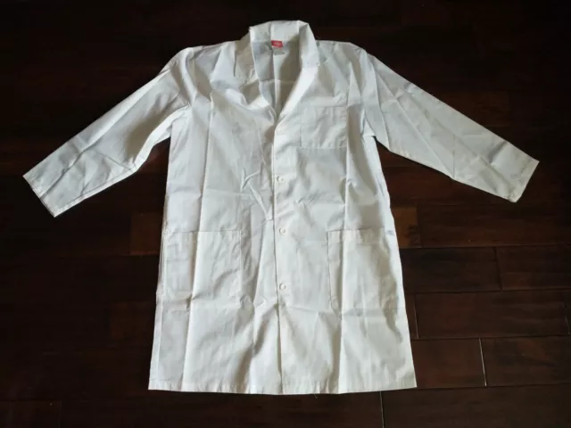 Dickies Lab Coat EDS Signature Unisex 40" White Button Up 3 Pocket Notched Colla