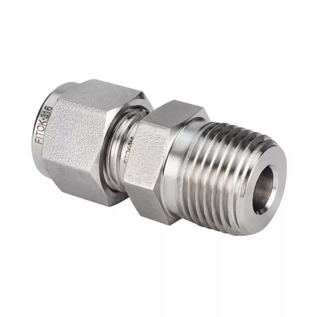 FITOK 316 Stainless Steel Tube Fitting Male Connector 1/2" Tube OD x 1/2" MNPT