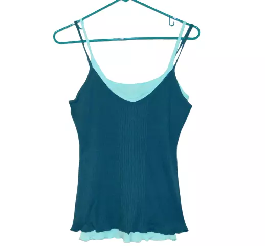 AEROPOSTALE WOMENS SMALL AQUA  & TEAL 3 LOOKS in ONE LAYERING CAMI-TANK TOP SET