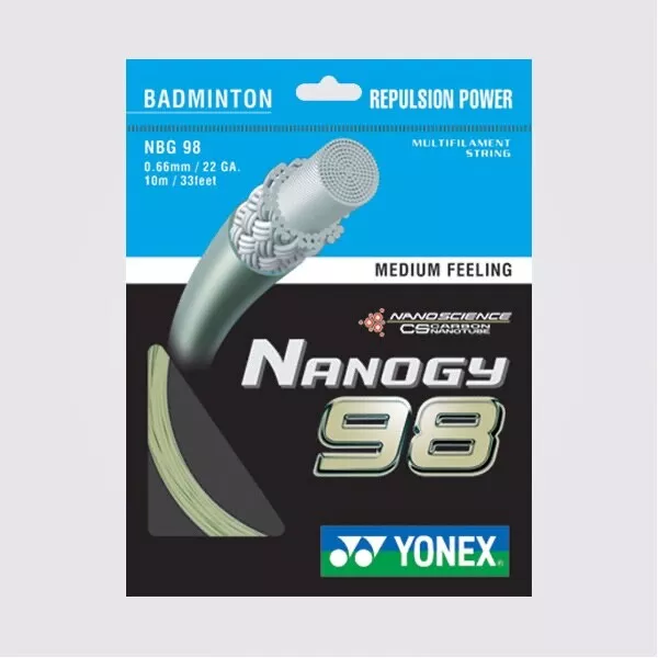 Yonex Nanogy NBG 98 10 Meter Badminton Schläger Saite Besaitung Cosmic Gold Top