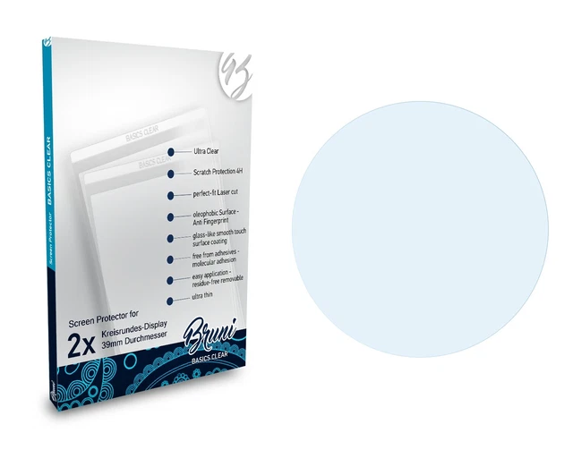 Bruni 2x Protective Film for Circular screen 39mm Diameter Screen Protector